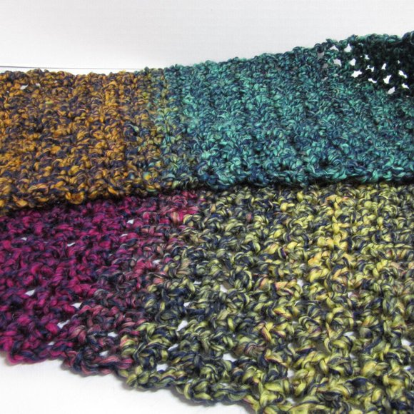 MultiColor Rainbow Scarf 140"x9" Extra Long Wide Chunky Handmade Crochet Knit - Picture 5 of 9